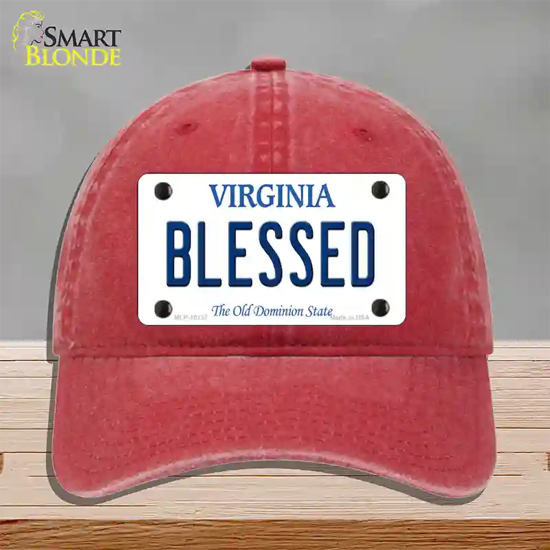 Blessed Virginia Novelty License Plate Hat Unconstructed Cotton / Red