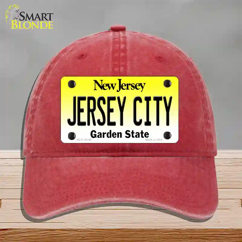 Jersey City New Jersey Novelty License Plate Hat Unconstructed Cotton / Red