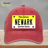 Newark New Jersey Novelty License Plate Hat Unconstructed Cotton / Red