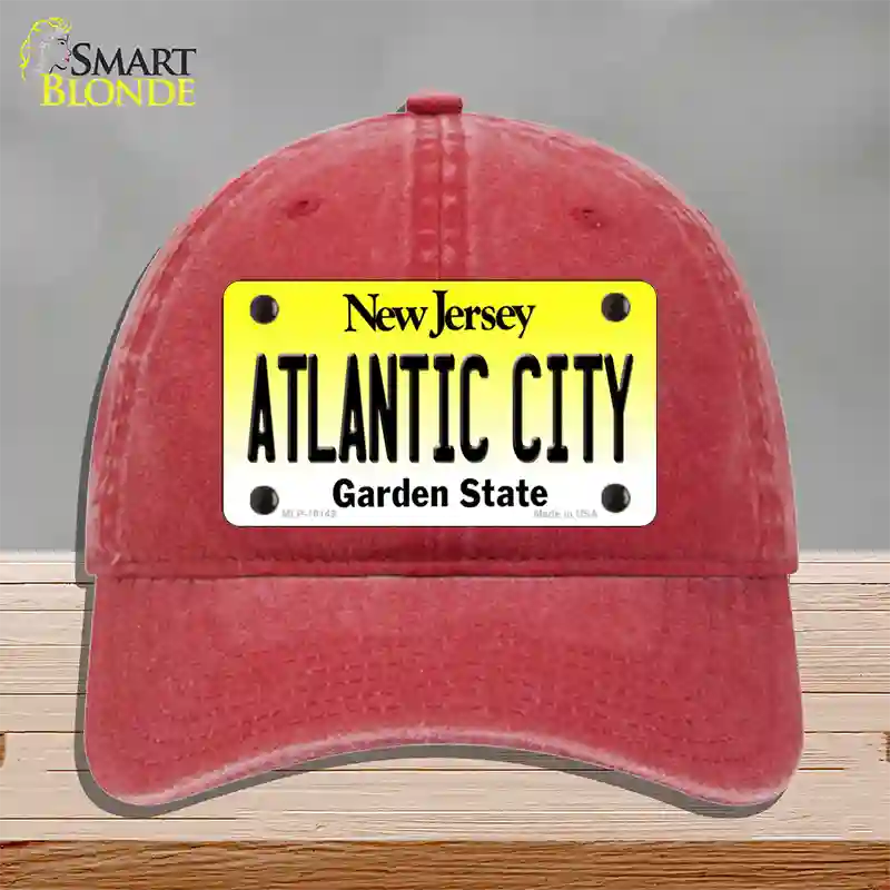 Atlantic City New Jersey Novelty License Plate Hat Unconstructed Cotton / Red