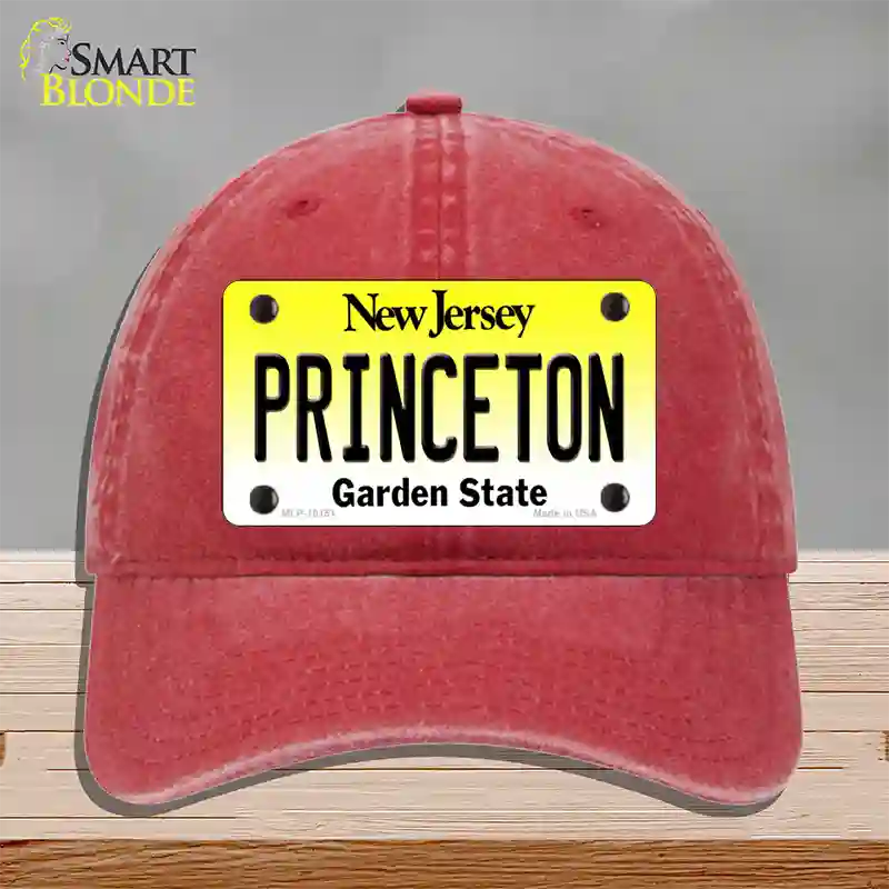 Princeton New Jersey Novelty License Plate Hat Unconstructed Cotton / Red