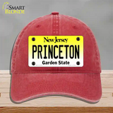 Princeton New Jersey Novelty License Plate Hat Unconstructed Cotton / Red