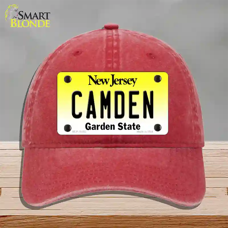 Camden New Jersey Novelty License Plate Hat Unconstructed Cotton / Red