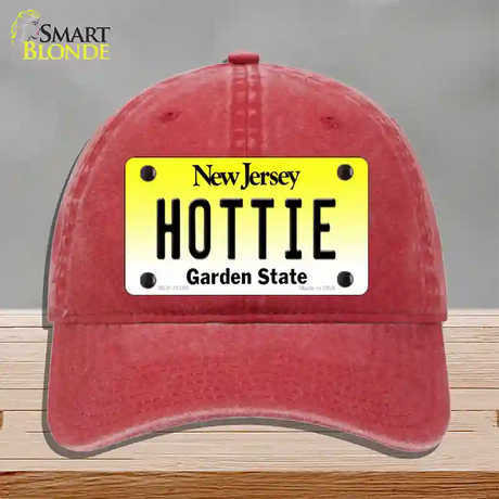 Hottie New Jersey Novelty License Plate Hat Unconstructed Cotton / Red