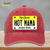 Hot Mama New Jersey Novelty License Plate Hat Unconstructed Cotton / Red