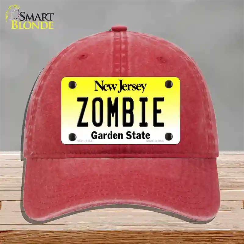 Zombie New Jersey Novelty License Plate Hat Unconstructed Cotton / Red