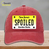 Spoiled New Jersey Novelty License Plate Hat Unconstructed Cotton / Red