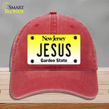 Jesus New Jersey Novelty License Plate Hat Unconstructed Cotton / Red