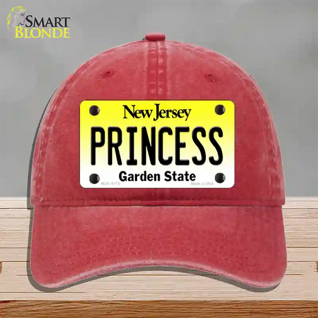 Princess New Jersey Novelty License Plate Hat Unconstructed Cotton / Red