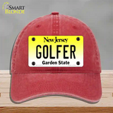 Golfer New Jersey Novelty License Plate Hat Unconstructed Cotton / Red