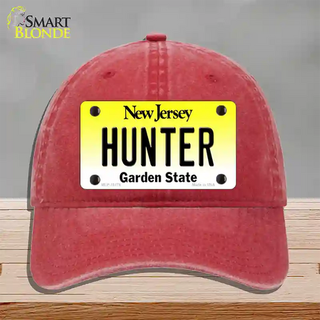 Hunter New Jersey Novelty License Plate Hat Unconstructed Cotton / Red