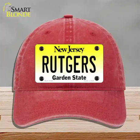 Rutgers New Jersey Novelty License Plate Hat Unconstructed Cotton / Red