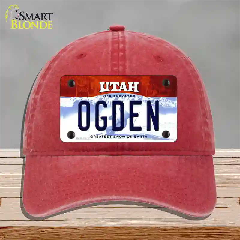 Ogden Utah Novelty License Plate Hat Unconstructed Cotton / Red