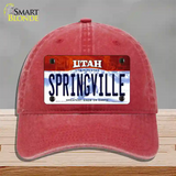 Springville Utah Novelty License Plate Hat Unconstructed Cotton / Red