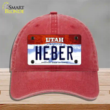 Heber Utah Novelty License Plate Hat Unconstructed Cotton / Red