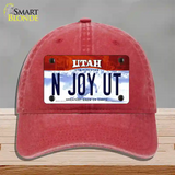 N Joy UT Utah Novelty License Plate Hat Unconstructed Cotton / Red