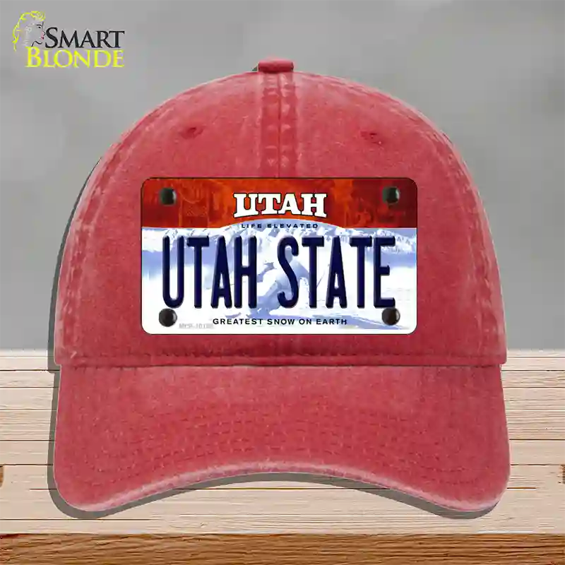 Utah State Utah Novelty License Plate Hat Unconstructed Cotton / Red