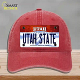 Utah State Utah Novelty License Plate Hat Unconstructed Cotton / Red