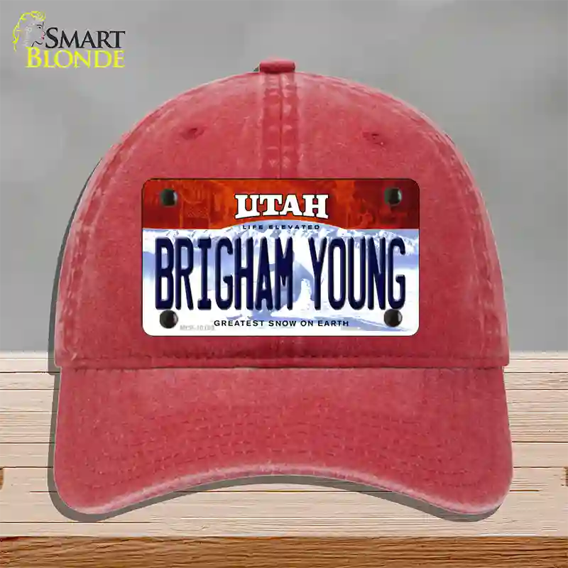 Brigham Young Utah Novelty License Plate Hat Unconstructed Cotton / Red