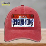 Brigham Young Utah Novelty License Plate Hat Unconstructed Cotton / Red