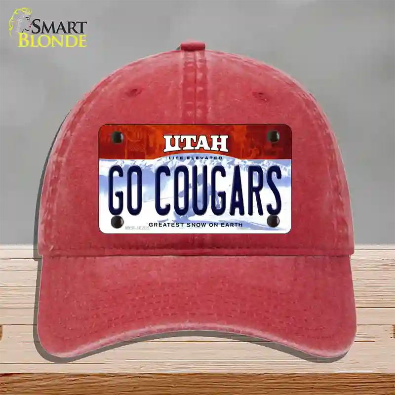 Go Cougars Utah Novelty License Plate Hat Unconstructed Cotton / Red