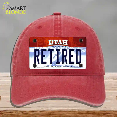 Retired Utah Novelty License Plate Hat Unconstructed Cotton / Red