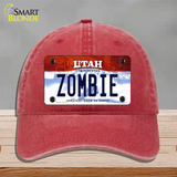 Zombie Utah Novelty License Plate Hat Unconstructed Cotton / Red