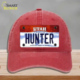 Hunter Utah Novelty License Plate Hat Unconstructed Cotton / Red