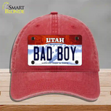 Bad Boy Utah Novelty License Plate Hat Unconstructed Cotton / Red