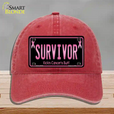 Survivor Novelty License Plate Hat Unconstructed Cotton / Red