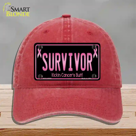 Survivor Novelty License Plate Hat Unconstructed Cotton / Red