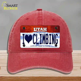 I Love Climbing Utah Novelty License Plate Hat Unconstructed Cotton / Red