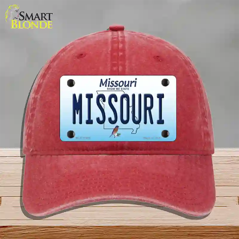 Missouri Show Me State Novelty License Plate Hat Unconstructed Cotton / Red