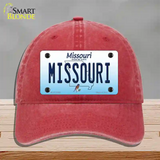 Missouri Show Me State Novelty License Plate Hat Unconstructed Cotton / Red