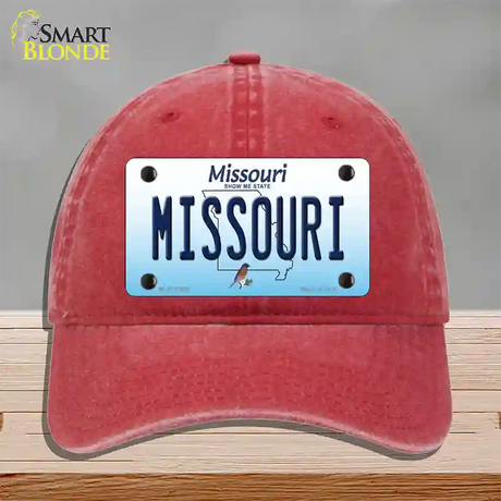 Missouri Show Me State Novelty License Plate Hat Unconstructed Cotton / Red