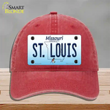 St Louis Missouri Novelty License Plate Hat Unconstructed Cotton / Red