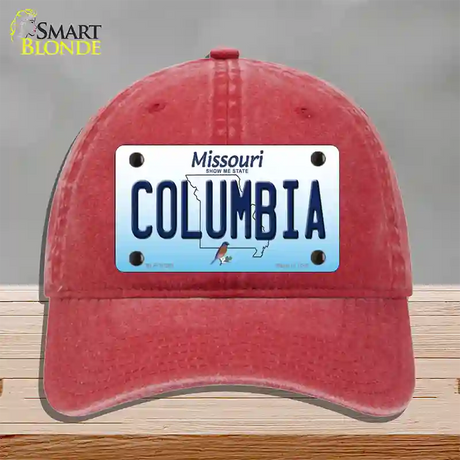 Columbia Missouri Novelty License Plate Hat Unconstructed Cotton / Red