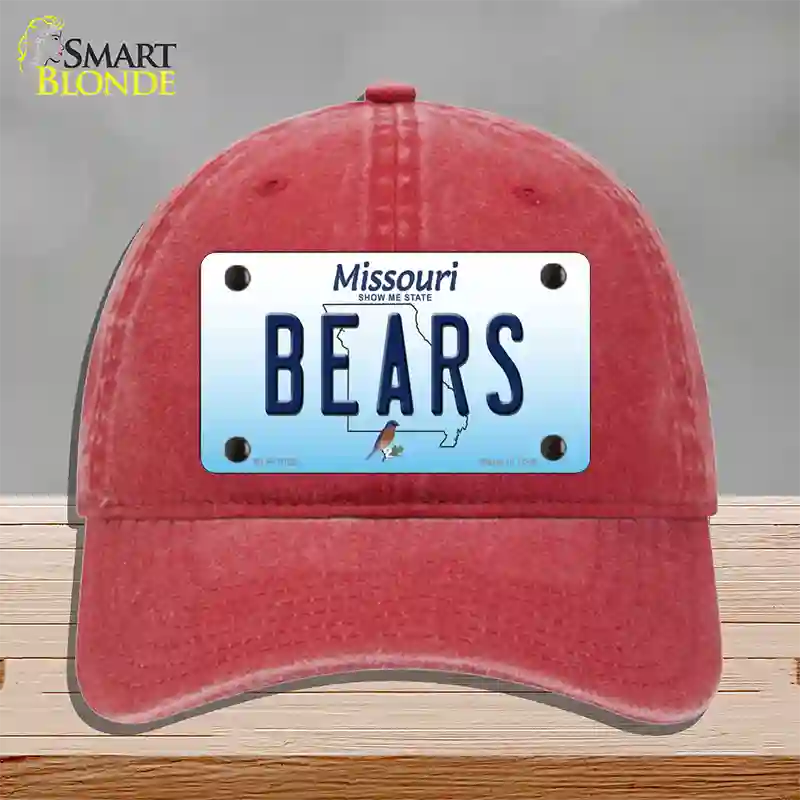 Bears Missouri Novelty License Plate Hat Unconstructed Cotton / Red