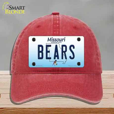 Bears Missouri Novelty License Plate Hat Unconstructed Cotton / Red