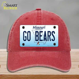 Go Bears Missouri Novelty License Plate Hat Unconstructed Cotton / Red