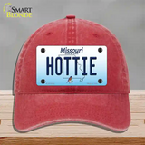 Hottie Missouri Novelty License Plate Hat Unconstructed Cotton / Red