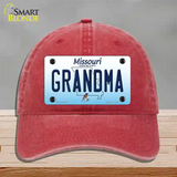 Grandma Missouri Novelty License Plate Hat Unconstructed Cotton / Red