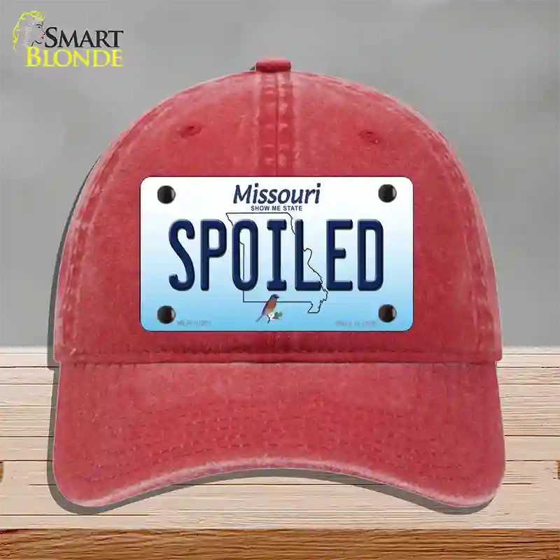 Spoiled Missouri Novelty License Plate Hat Unconstructed Cotton / Red