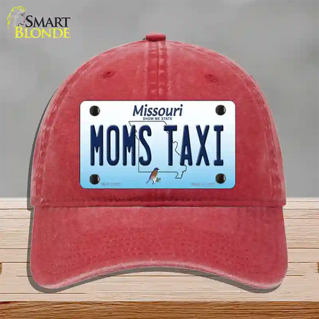 Moms Taxi Missouri Novelty License Plate Hat Unconstructed Cotton / Red