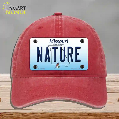 Nature Missouri Novelty License Plate Hat Unconstructed Cotton / Red