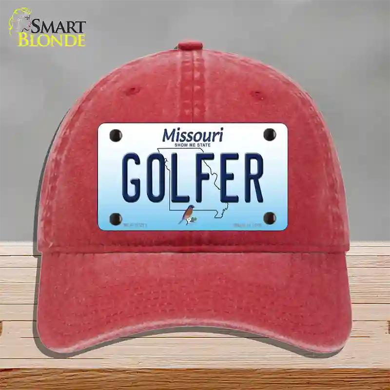 Golfer Missouri Novelty License Plate Hat Unconstructed Cotton / Red