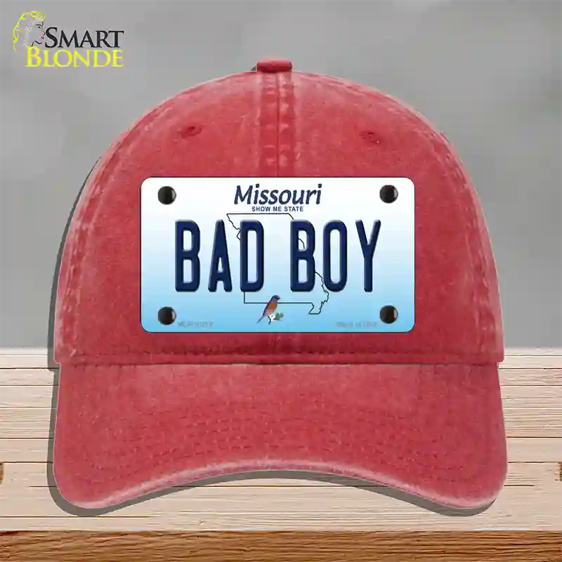 Bad Boy Missouri Novelty License Plate Hat Unconstructed Cotton / Red