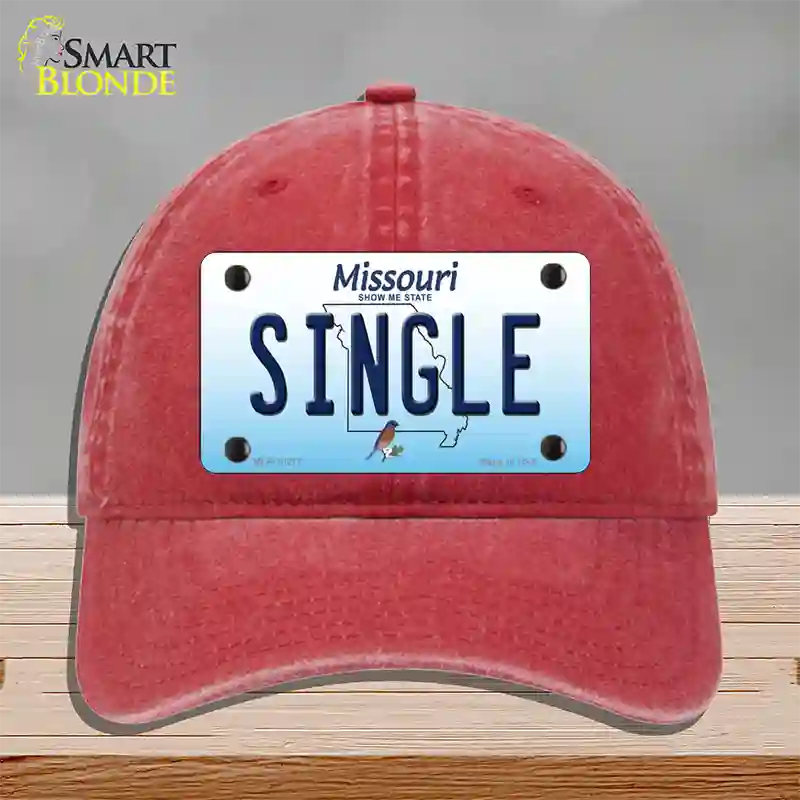 Single Missouri Novelty License Plate Hat Unconstructed Cotton / Red