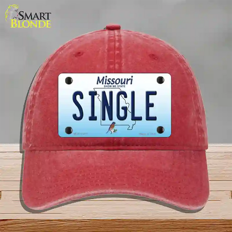 Single Missouri Novelty License Plate Hat Unconstructed Cotton / Red