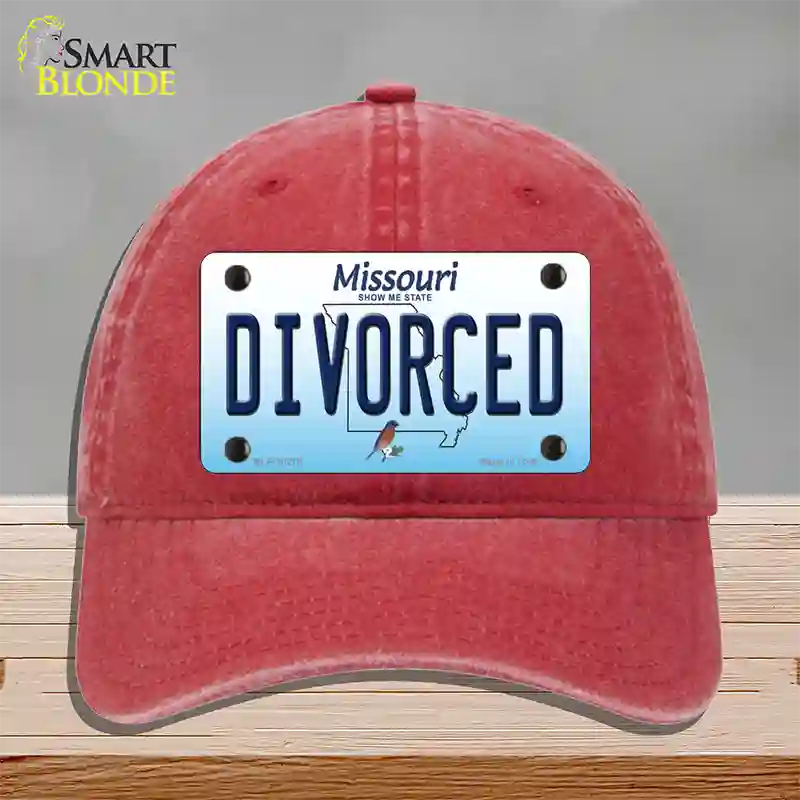 Divorced Missouri Novelty License Plate Hat Unconstructed Cotton / Red